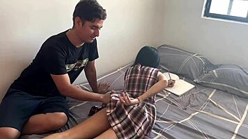 Cuñadita Gets Fucked Doggystyle After Classes in Bedroom