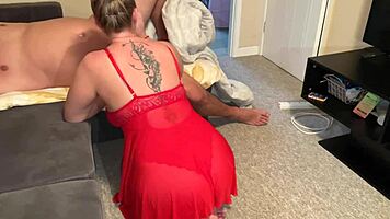 Blonde Sucks Huge Monster Cock Deep While Stepson Sleeps Peacefully