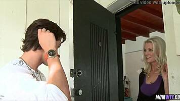 gorgeous blonde milf hairdresser teases her curves