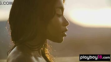 smoking hot ebony teen strips wildly on rooftop!