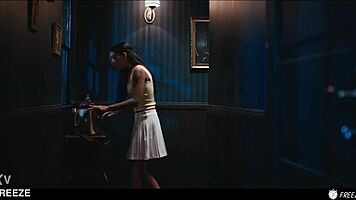 Frozen Coco Bae endures horny brunette's wild lesbian fuck frenzy