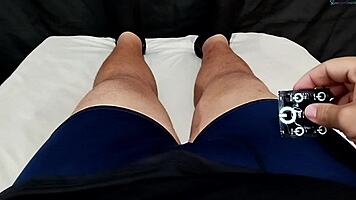 Ex-girlfriend fingers tight pussy soaking wet while stroking small cock nearby