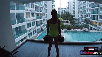 My horny Asian girlfriend craves gym workout sex passion