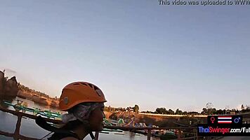 Asian teen couple sneaks fun at waterpark then bangs with emojis 😏💦