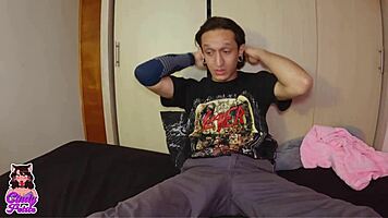 A couple invites me over for rough threesome with petite tight slut pounding