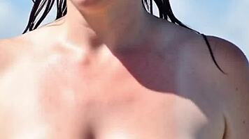 Skinny teen natural tits topless beach flashing voyeur compilation