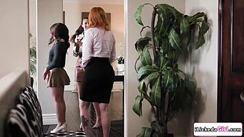 lesbian staff double penetrate busty milf client