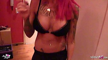 German Stepsis Gets Cum Sprayed On Her Tight Wetlook Leggings Ass Hardcore