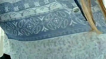 Hot student strips clothes off groping her perky tits!