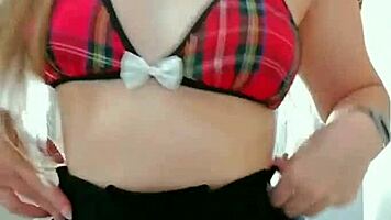 Hot student strips clothes off groping her perky tits!