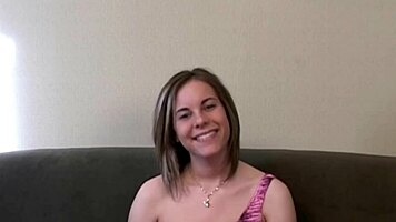 Busty amateur babe flaunts huge natural tits while horny and fully naked