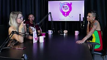 hot morena and safada blonde strip sharing women-only mansion experiences