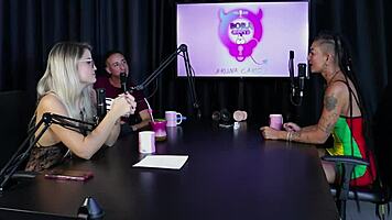 hot morena and safada blonde strip sharing women-only mansion experiences