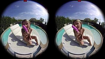 oh damn gina gerson masturbates petite body with toys by pool in vr bliss!