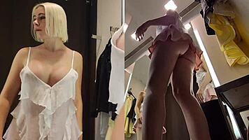 blonde mycandyalice flashes big tits in see-through public fetish!