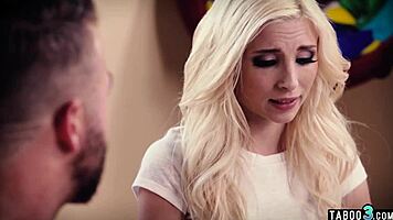 Nasty milf surprises hubby with shaved petite teen pussy for hardcore fun