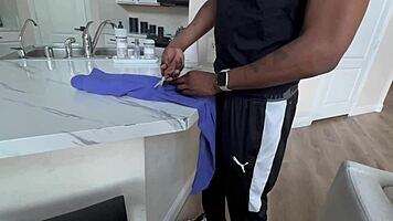 sneaky yoga pants rip leads to ebony ass pounding