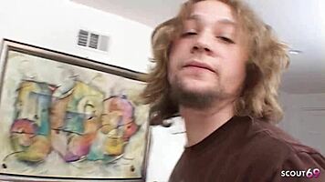 Blonde pigtails beauty chats before first creampie casting fuck