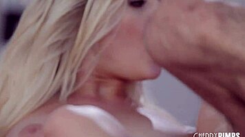 Petite blonde teen moans from pussy eating then intimate cowgirl riding