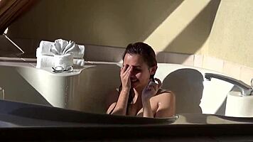 Cute Asian Teen Teases with Machine in Hot Tub Jacuzzi