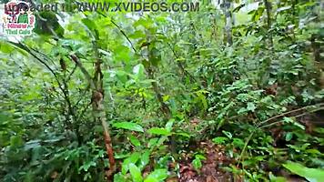 thai teen mushroom hunt turns into outdoor pussy pounding creampie adventure