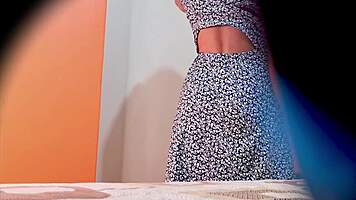 Sexy mexican teen in lingerie upskirt flashes perfect body miniskirt tease