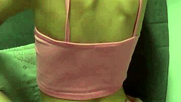 Grabbing Petite Candie Cross's Tiny Hips for Deep Doggy Pounding POV