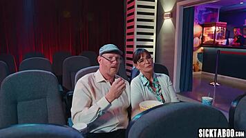 cinema thrill has athena faris moaning softly on boyfriend's lap ride