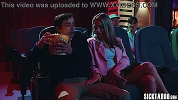 cinema thrill has athena faris moaning softly on boyfriend's lap ride