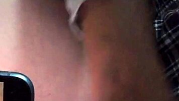 petite teen soaks wet pussy watching porn then rides bbc creampie missionary
