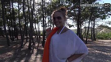 french tania 18 bares small natural tits nude on sunny beach