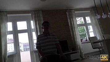 hunt4k czech brunette girlfriend fingers pussy then blows stranger for cash on hidden cam