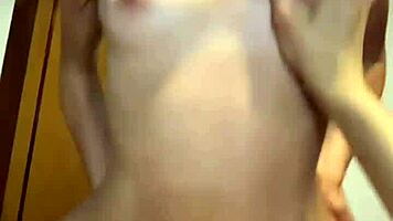Intriguing front view reveals amateur cowgirl pose with perfect curves slim waist and dorm allure