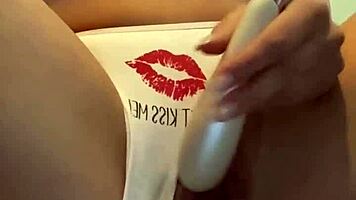 swedish blonde soaks panties masturbating with vibrator moaning to huge orgasm