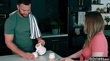 damn boss makes me kneel in shower for deepthroat on his huge cock after hospitality