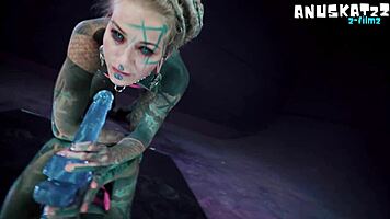 psychedelic hippies pip dive into wild dildo anal play