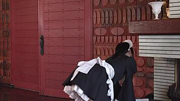 133cm Cosplay Maid Petite Masturbation Dildo Play