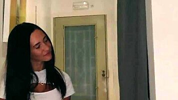 Skinny big natural tits model Mina Moreno lured into public cheating bang