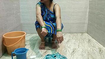 milf fucks hard while cleaning laundry chores
