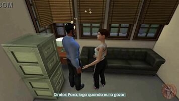 Novinha loses virginity to elderly man while naughty student seduces director in rpg visual novel