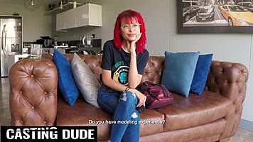 Redhead latina teen gives messy pov sloppy deepthroat monster cock blowjob