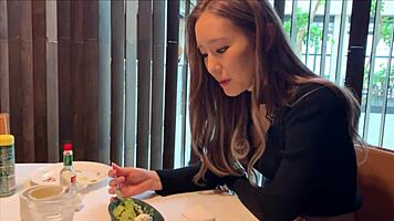 rich asian slut in red underwear begs for hotel cowgirl creampie fuck!