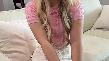 Britt Blair's soaked blouse clings tight after drenching, craving forbidden bedroom heat