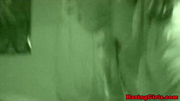 Lesbian sorority students endure humiliating shower hazing with pussy licking toys