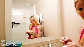 blonde milf reunites with black stud for hotel creampie doggystyle pounding