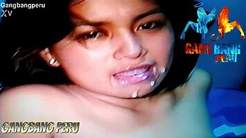 wild peruvian nympho craves rough orgy cumshots and facials