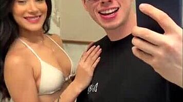 carolina guerrero delivers sloppy pov blowjob and footjob to max felicitas massive cumshot