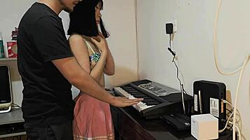 Beautiful Young Pink Skirt Babe Fucked Hard on Piano