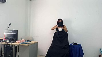 shy stylist tempts young guy into first time passion