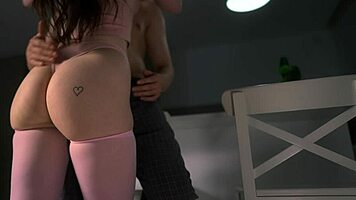 Shower tease explodes into kitchen squirt sex with ass shaking orgasms